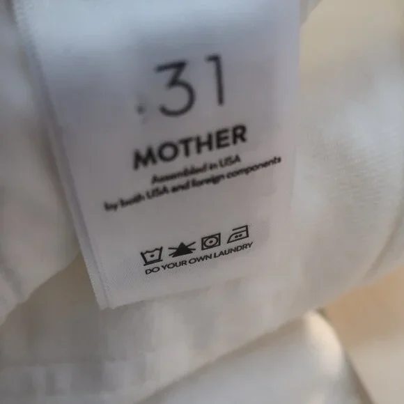 NWT Womens Mother (Item-85) White Insider Crop Step Fray Fairest All Jeans 31
